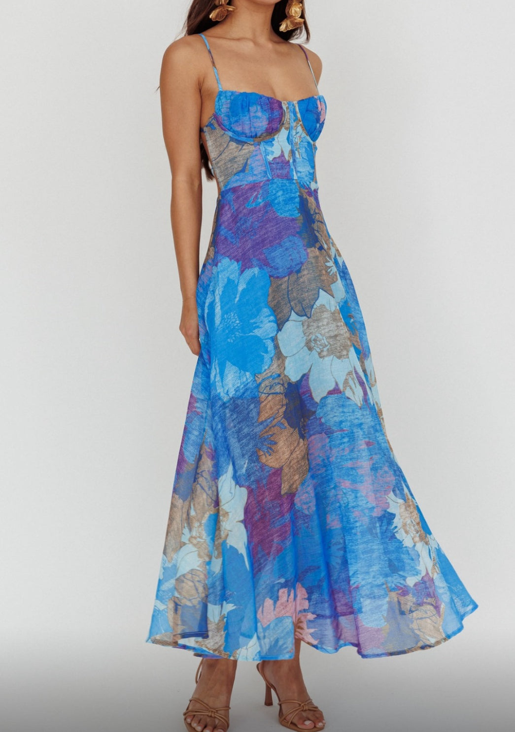 ‘Alicia’ blue multi dress (preorder)