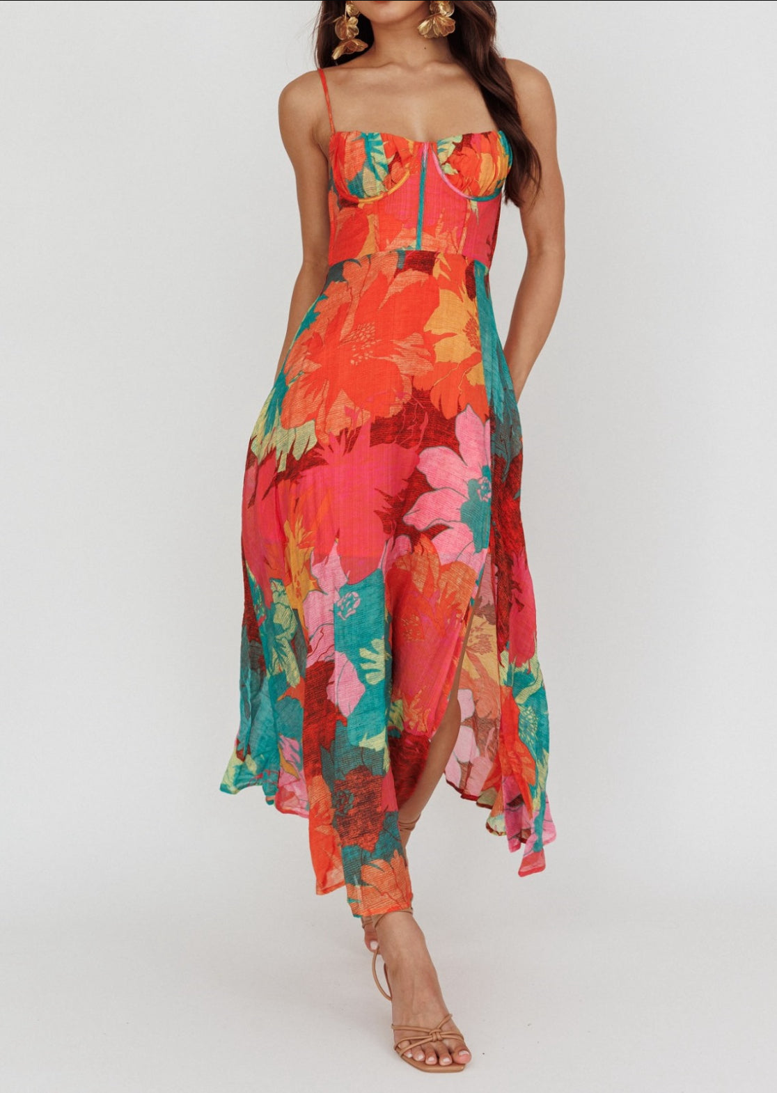 ‘Alicia’ orange print dress