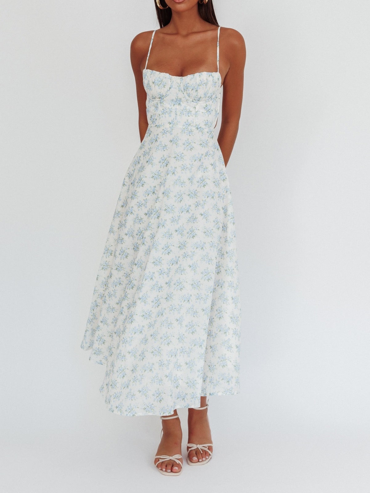 ‘Alicia’ blue floral dress