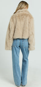 ‘Rania’ beige faux fur coat