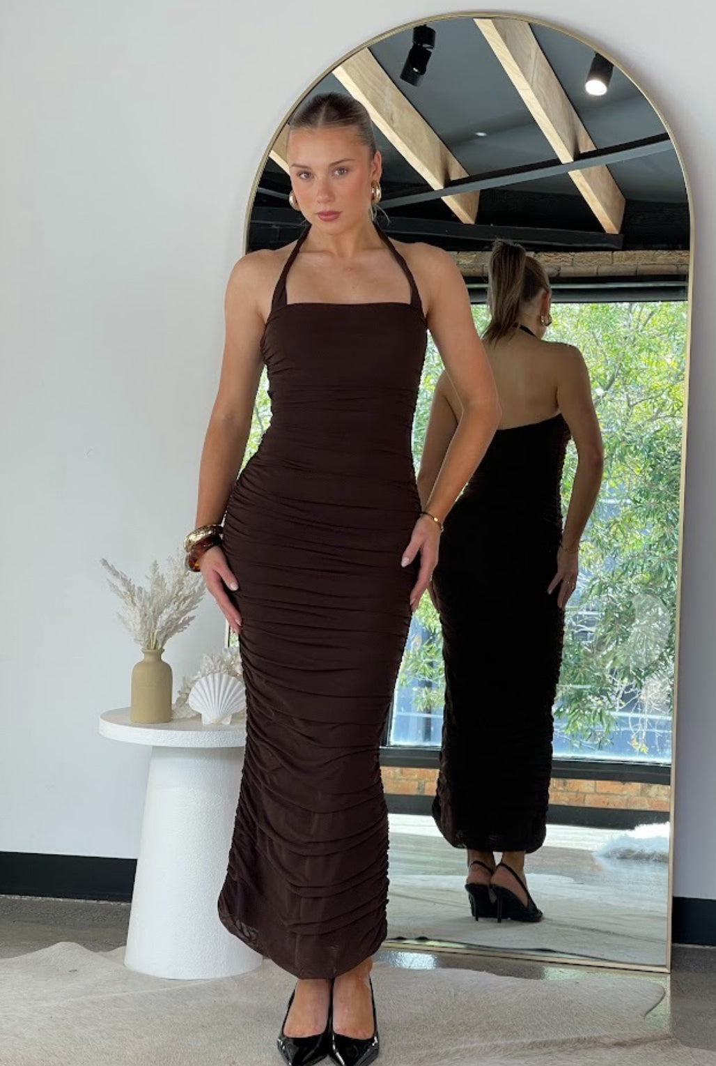 ‘Poppy’ chocolate dress