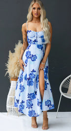 ‘Alicia’ dress bright blue floral