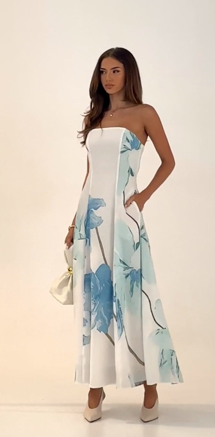 ‘Ivy’ blue floral dress