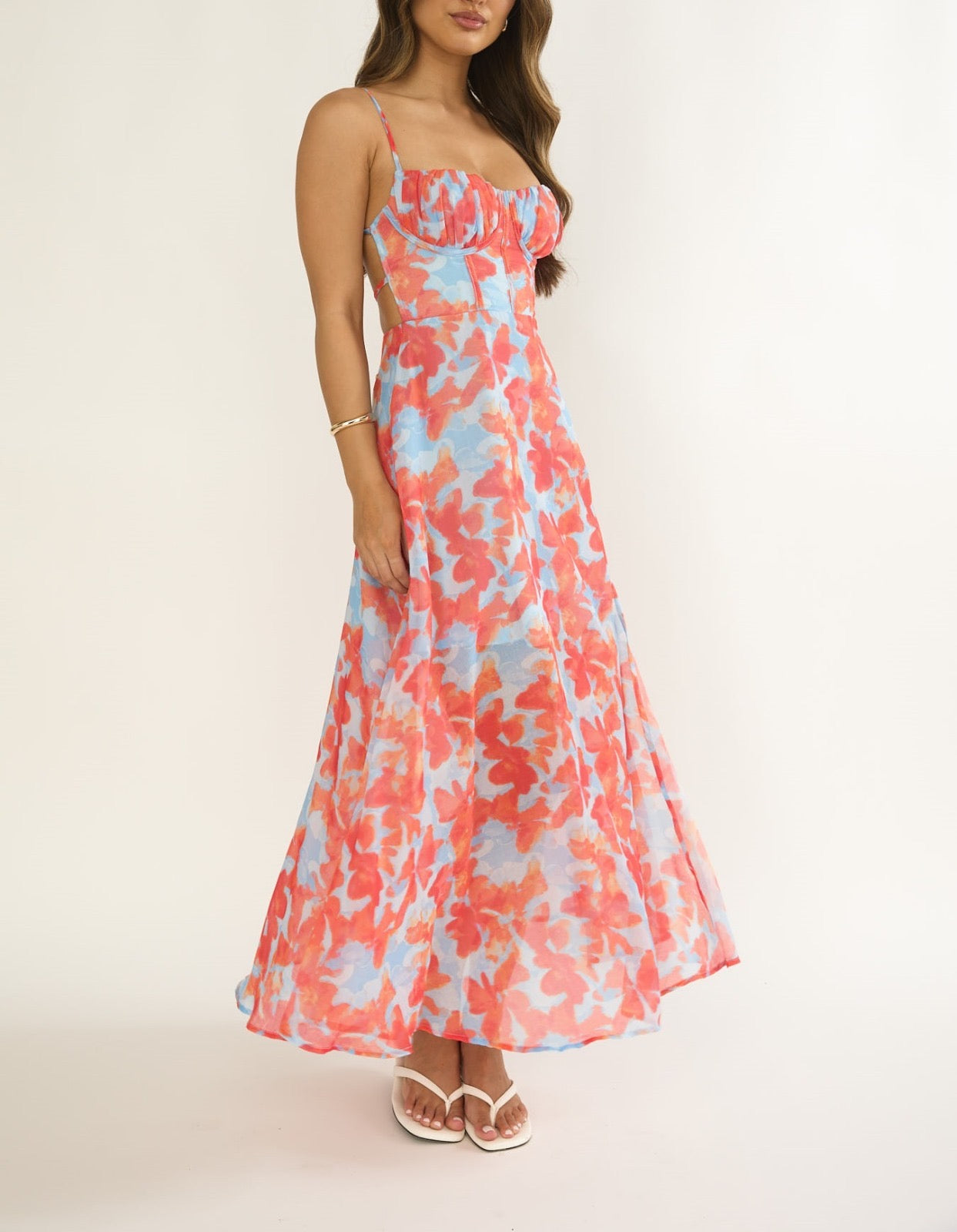 ‘Alicia’ dress tangerine floral