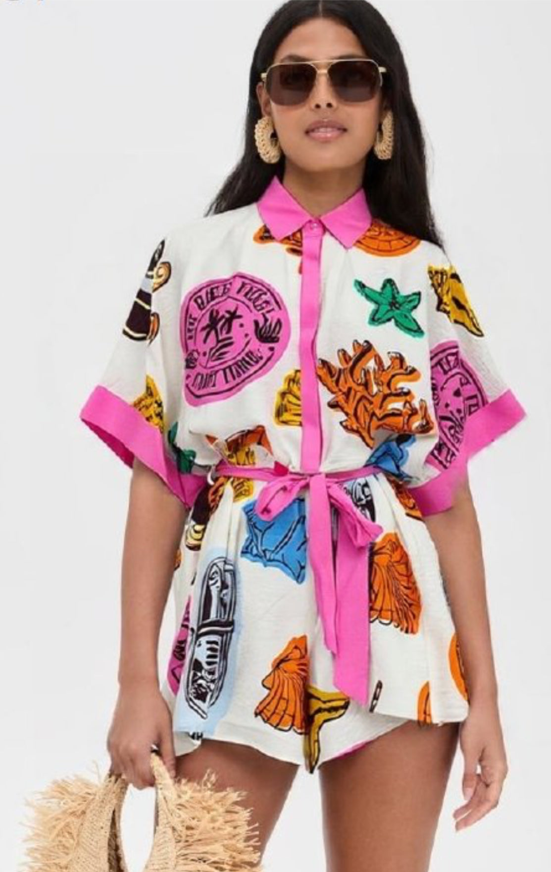‘Positano’ playsuit tropical print