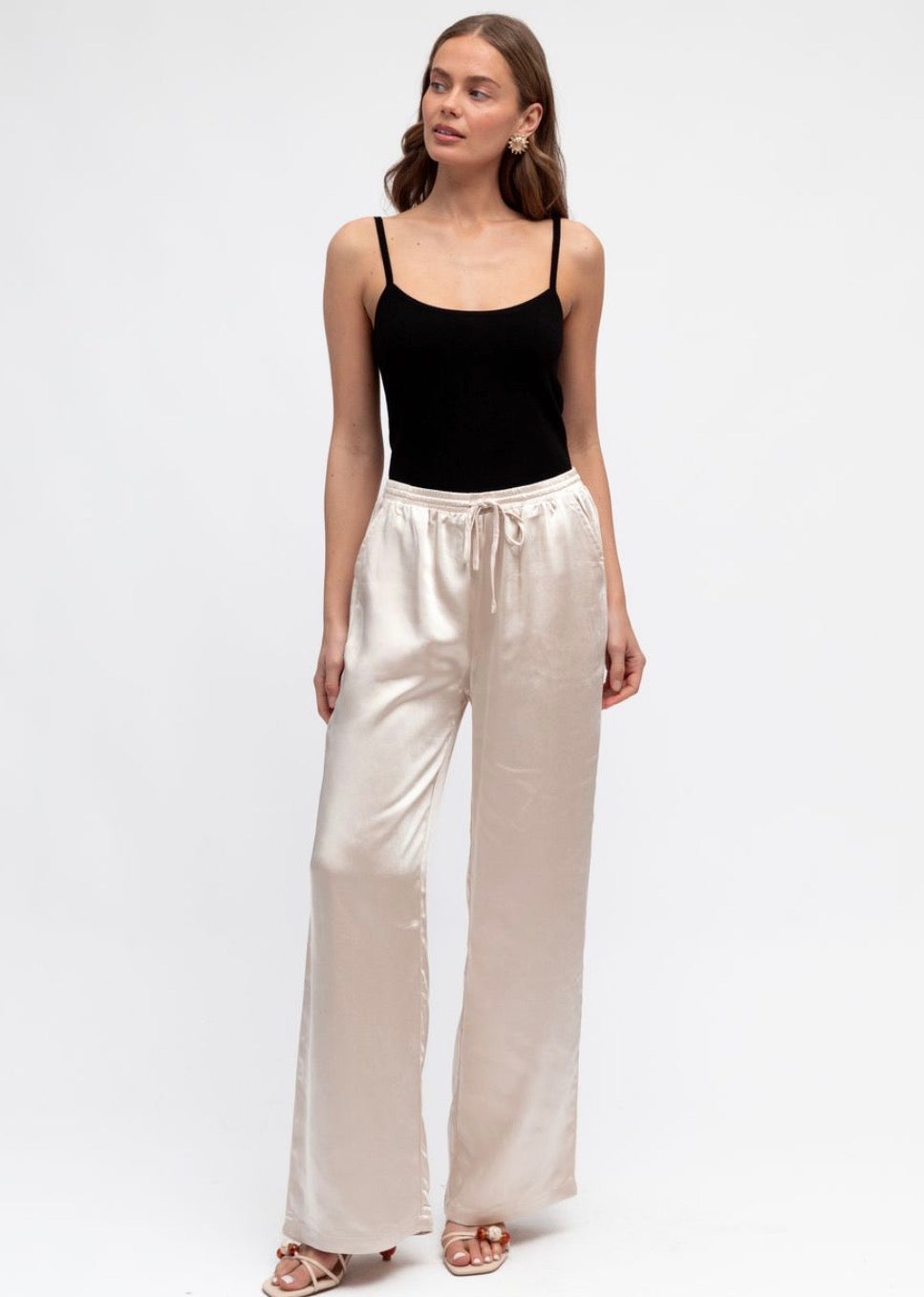 ‘Aurora’ satin ivory pants