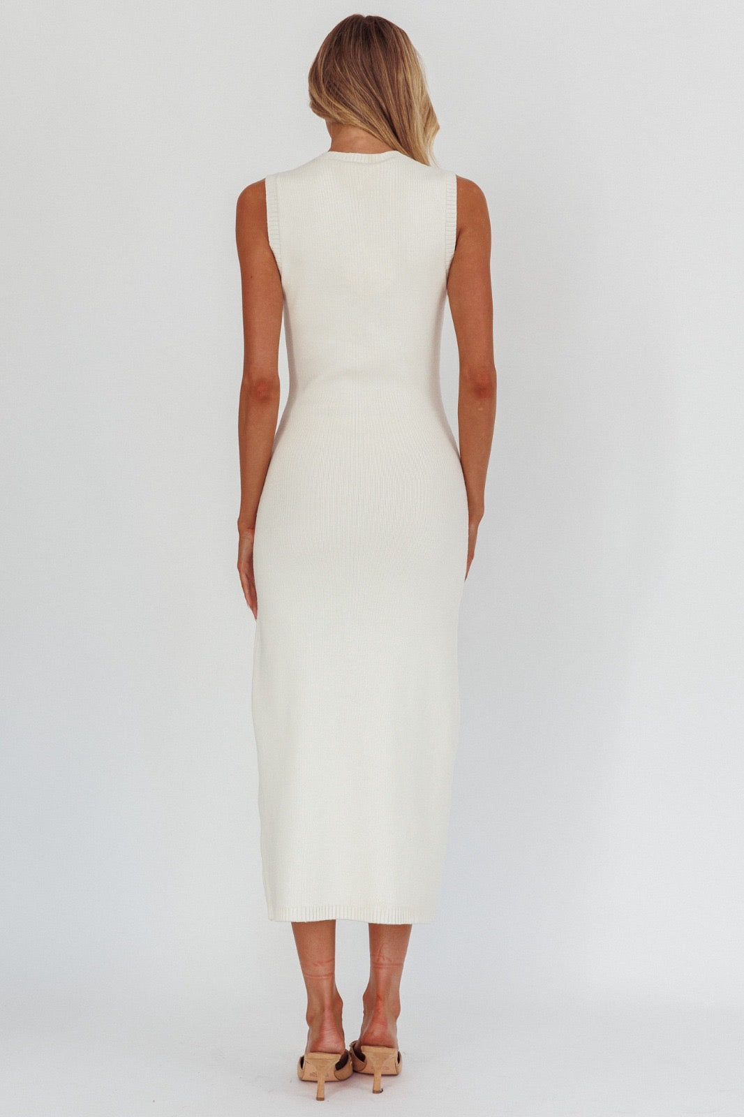 sandro cream dress Sandro Cream Ruffled Knit Maxi Dress L Sandro