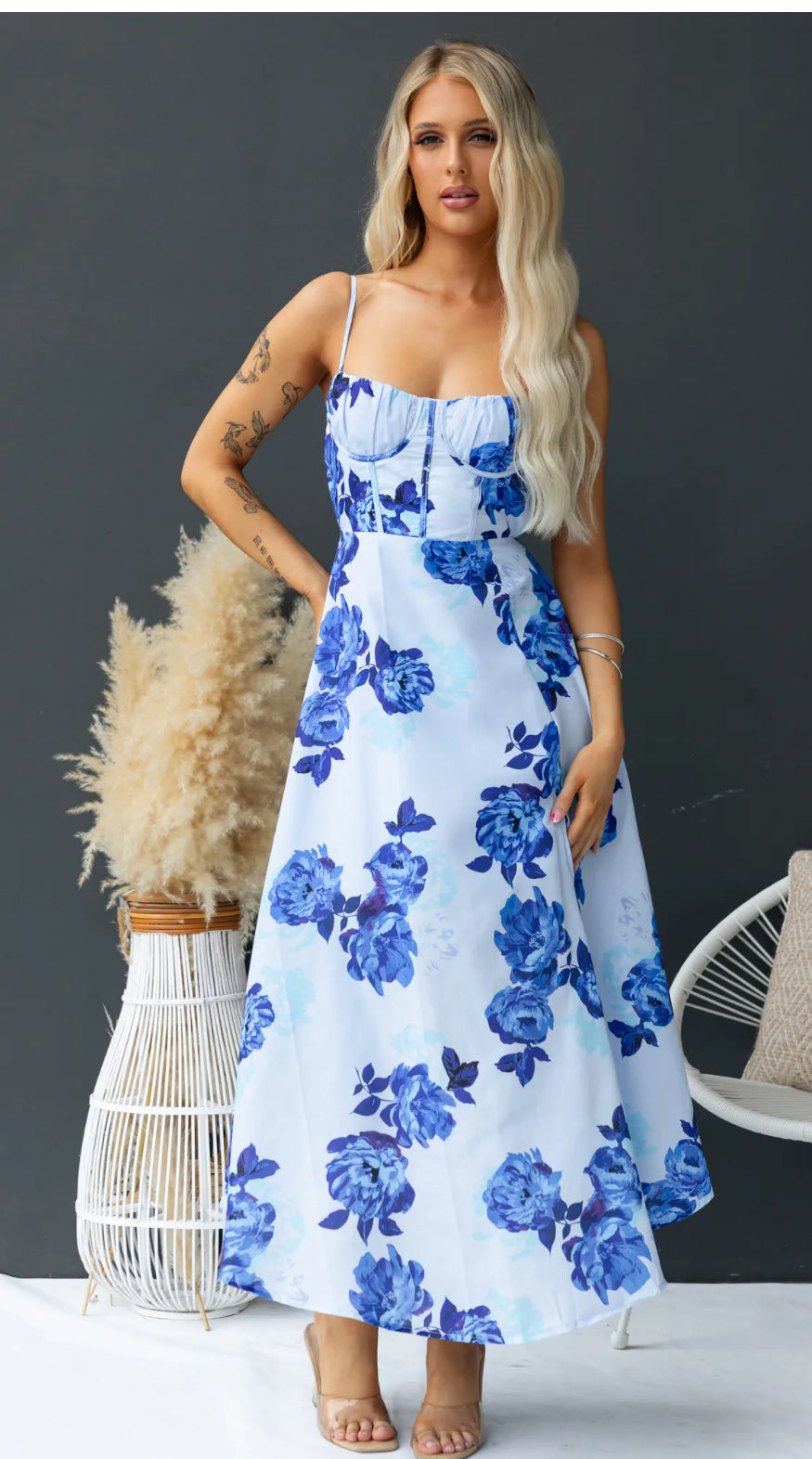 ‘Alicia’ dress bright blue floral