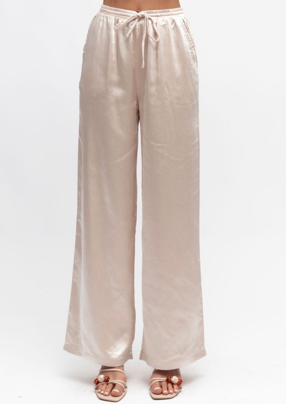 ‘Aurora’ satin ivory pants
