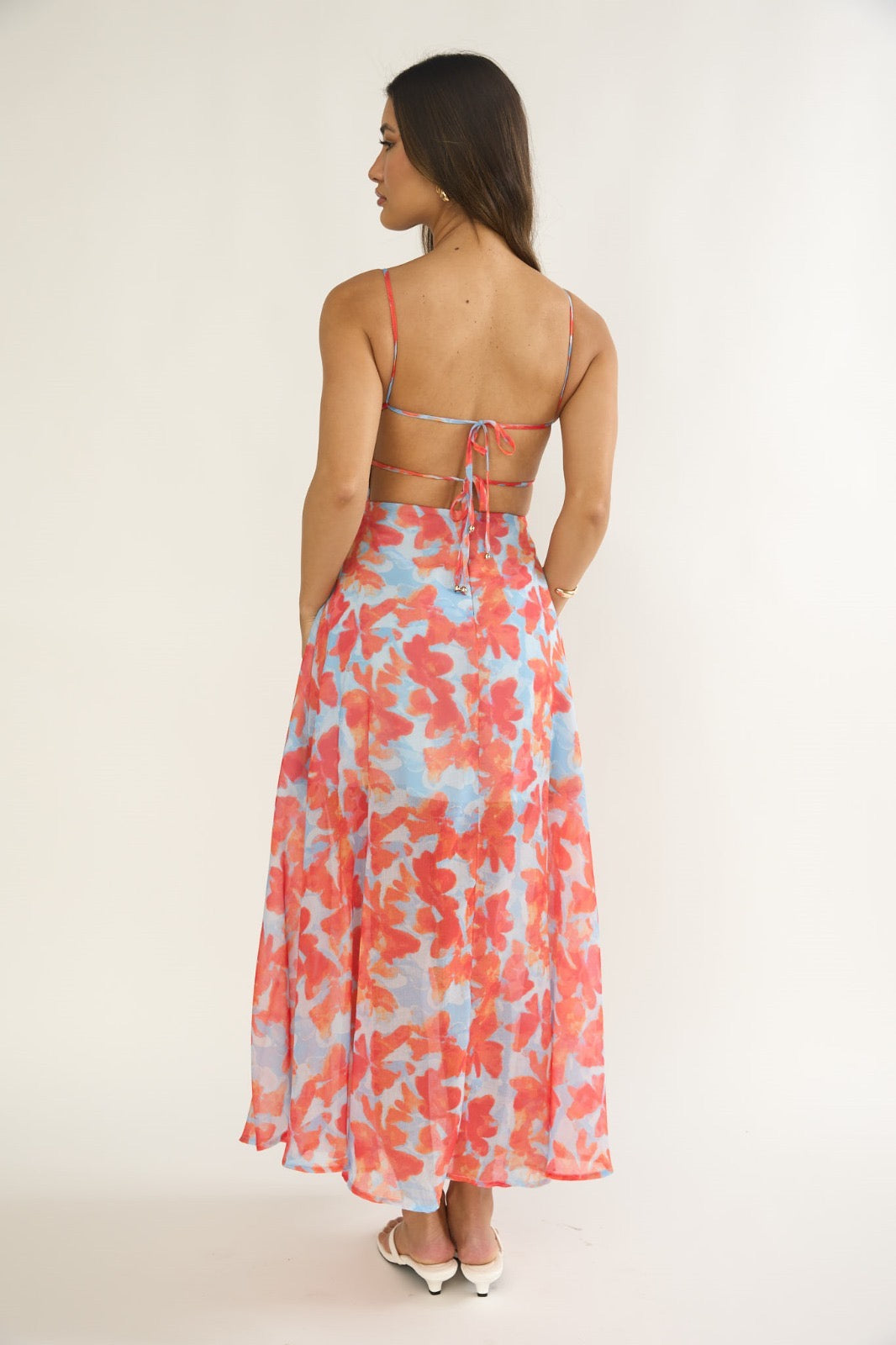 ‘Alicia’ dress tangerine floral