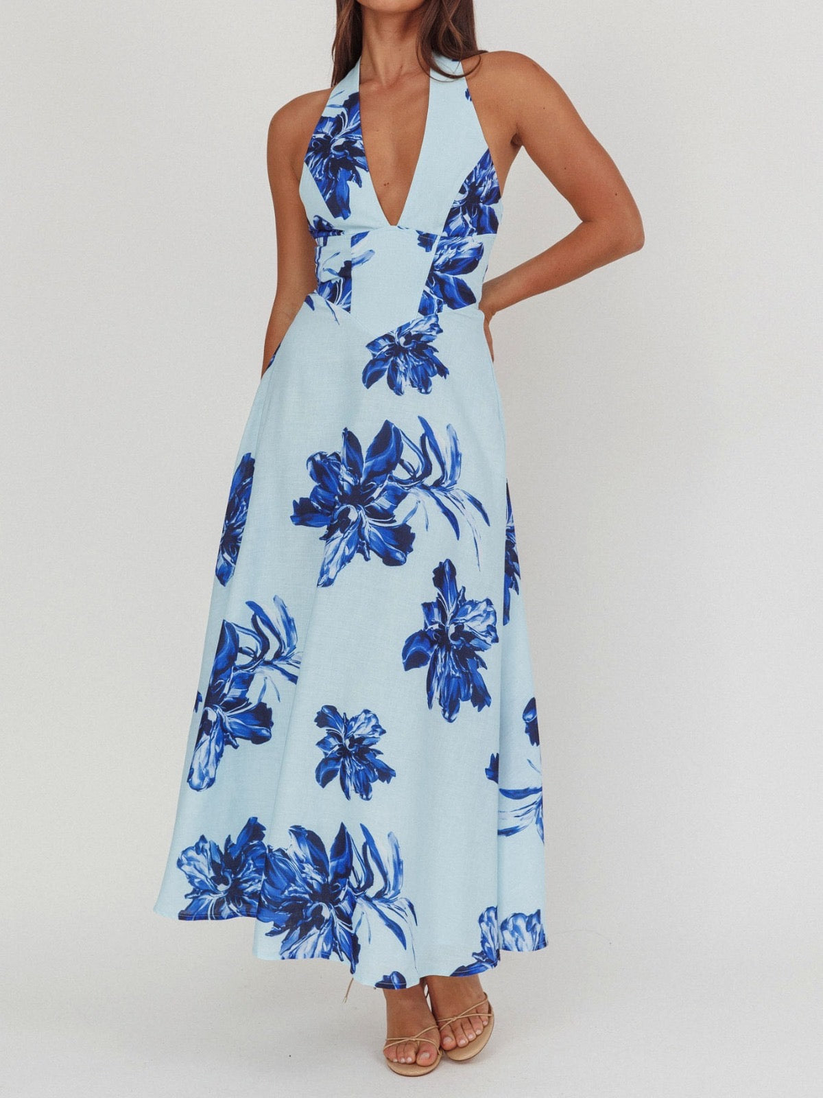 ‘Aria’ blue floral dress