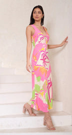 ‘Sabrina’ tropical palm dress
