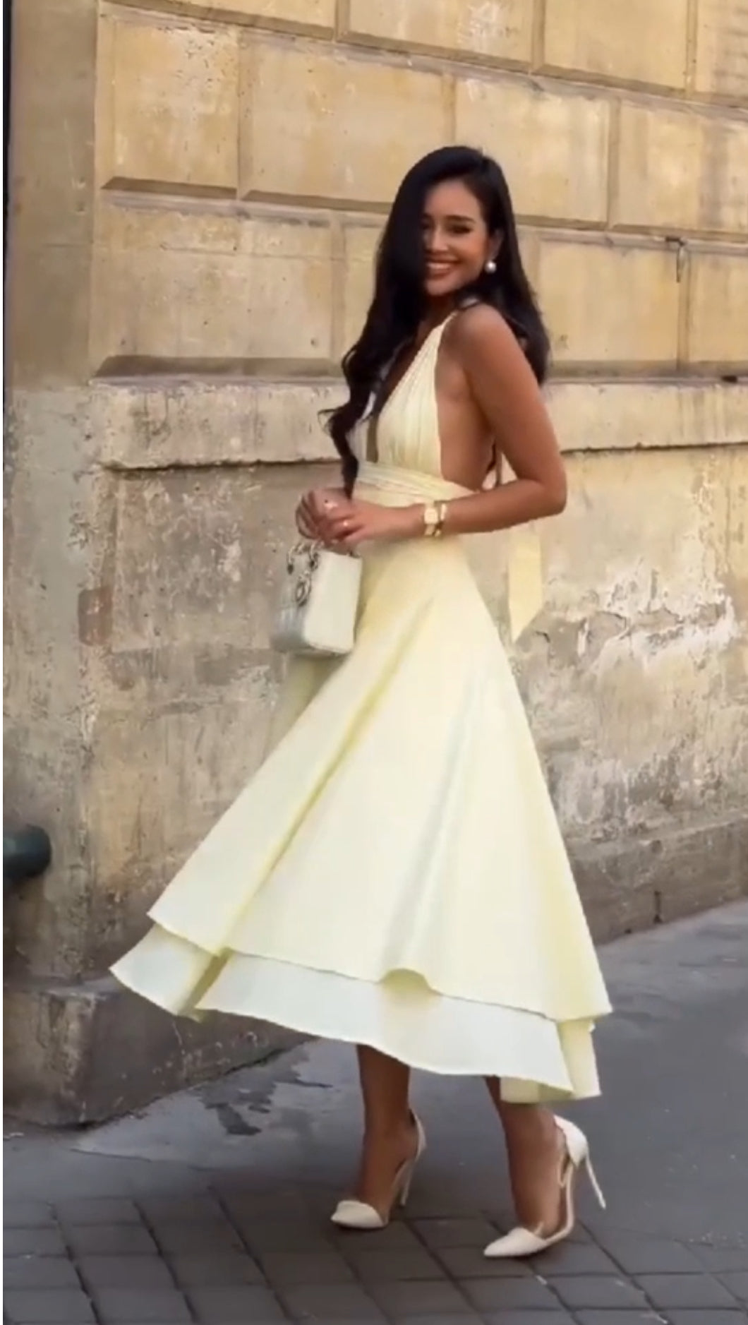 ‘Alessandra’ dress in butter