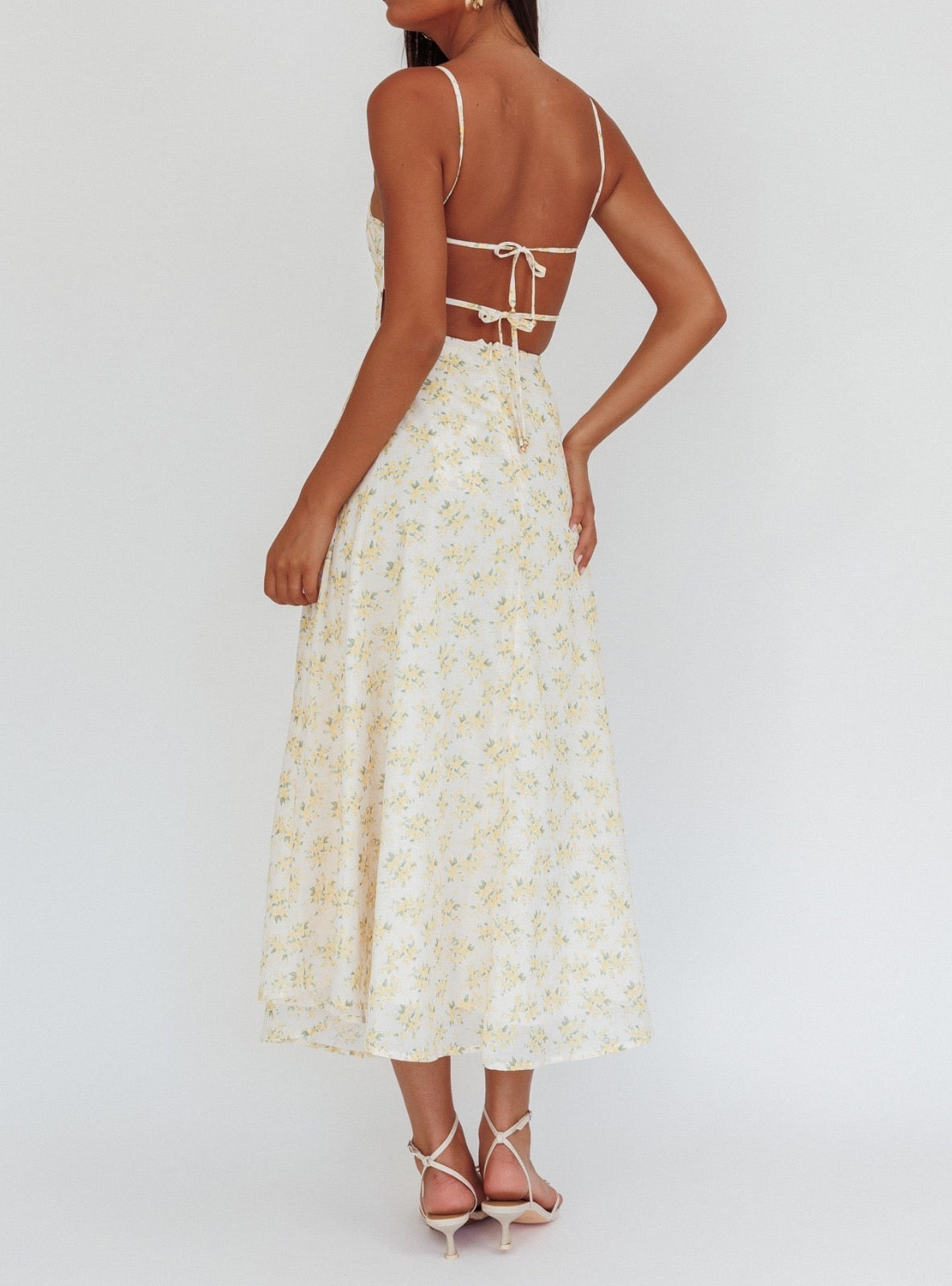‘Alicia’ lemon floral dress