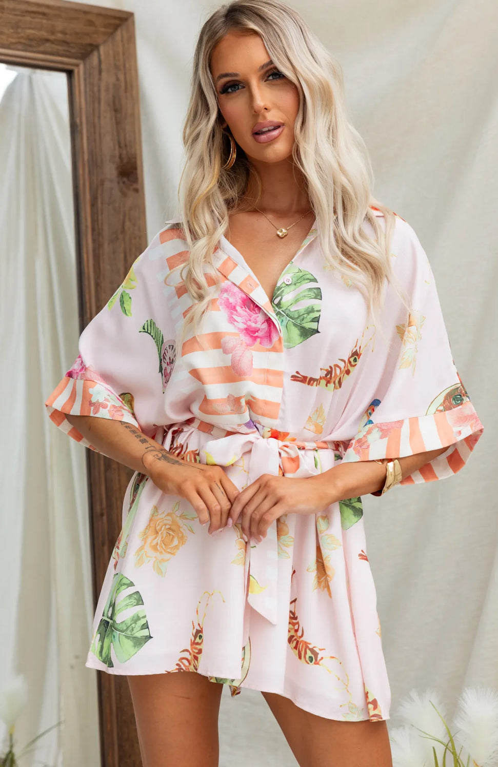 ‘Positano’ playsuit pink