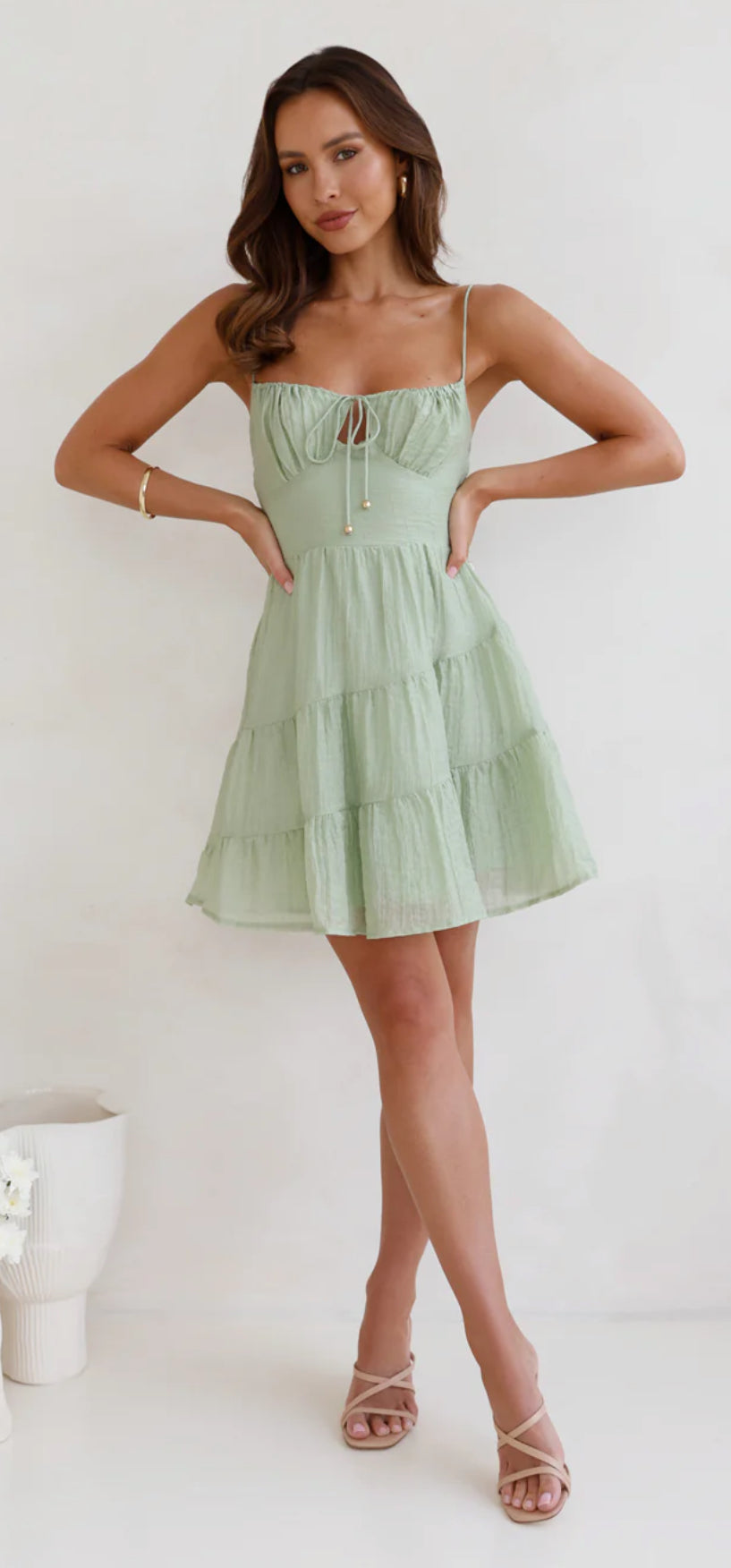 ‘Geneva’ mini dress sage