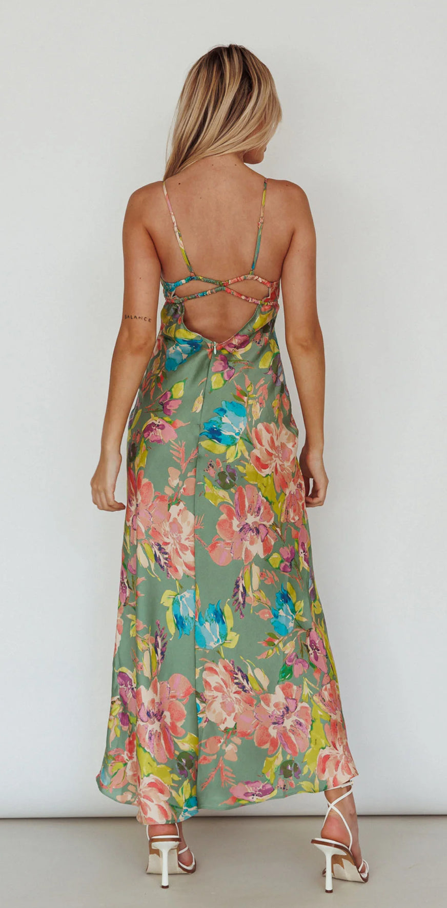 ‘Ava’ green floral dress