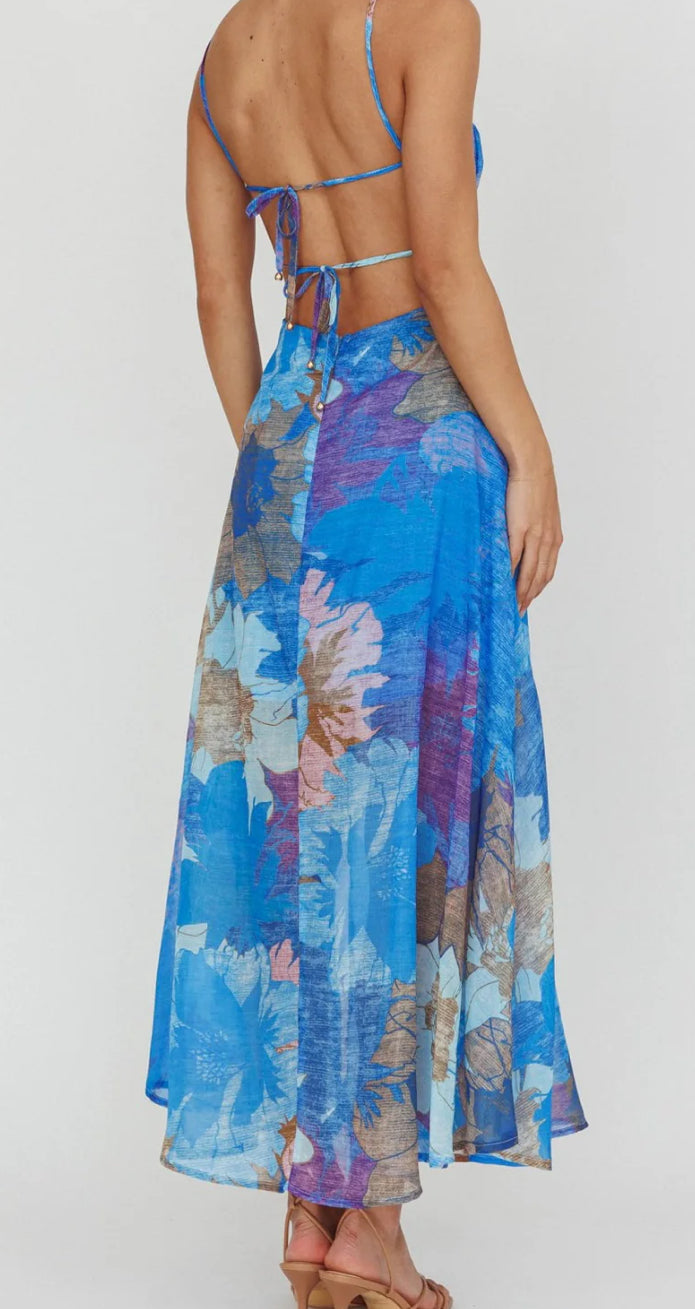‘Alicia’ blue multi dress (preorder)