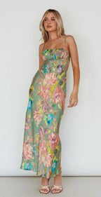 ‘Ava’ green floral dress