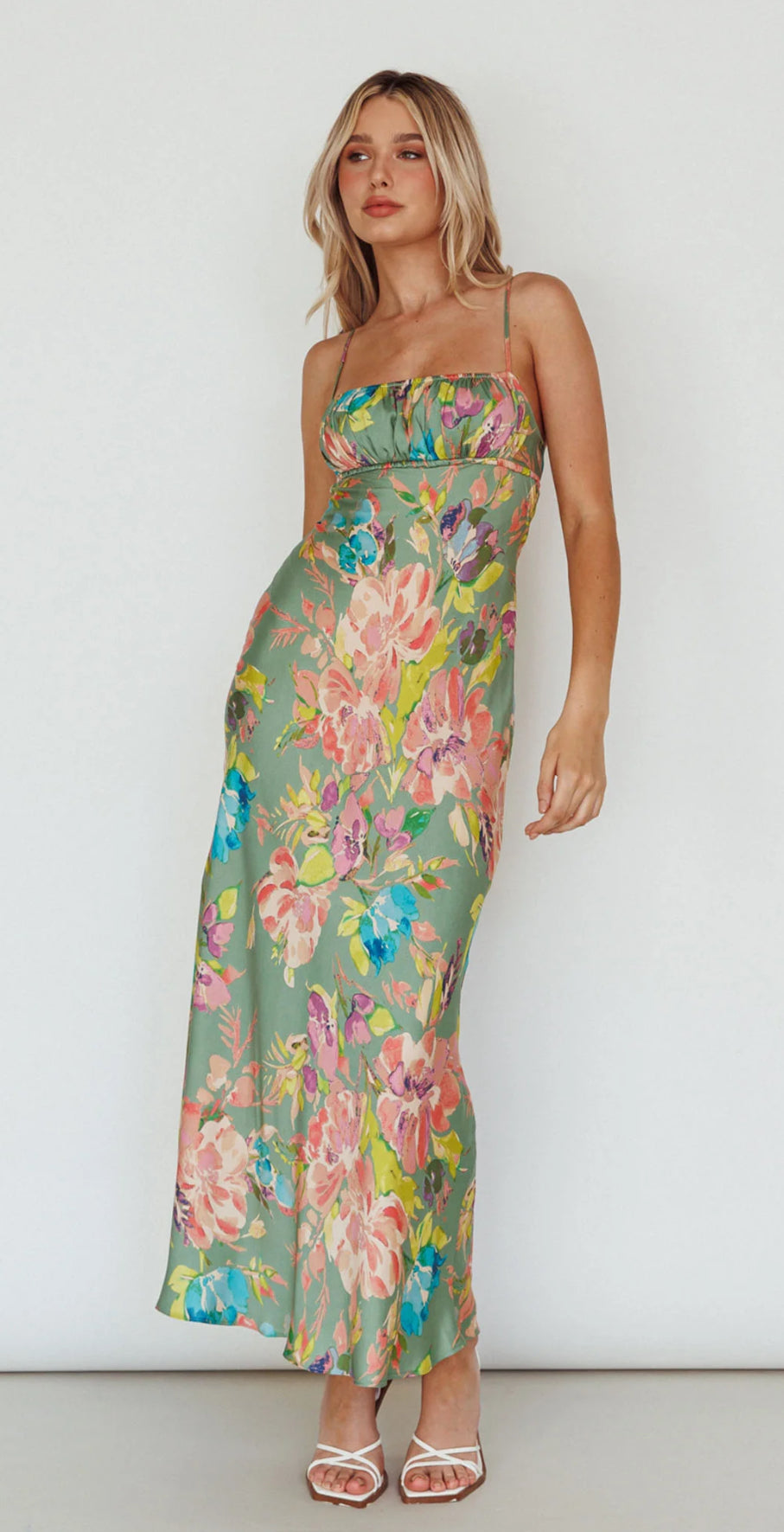‘Ava’ green floral dress
