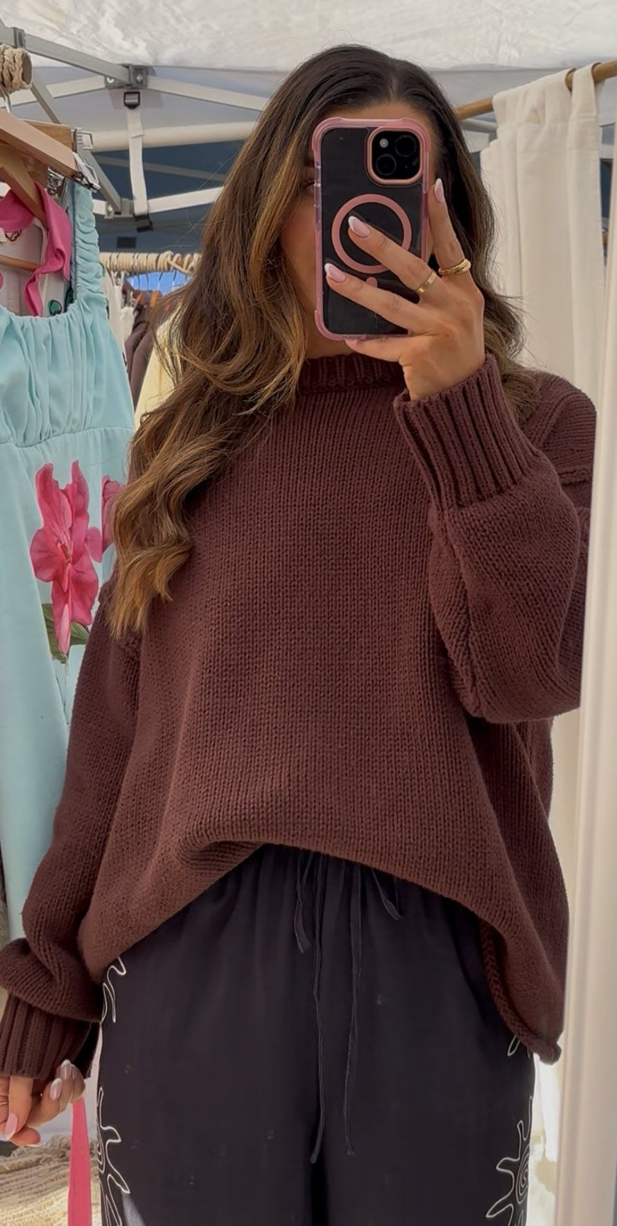 ‘Mia’ knit jumper choc