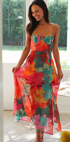 ‘Alicia’ orange print dress