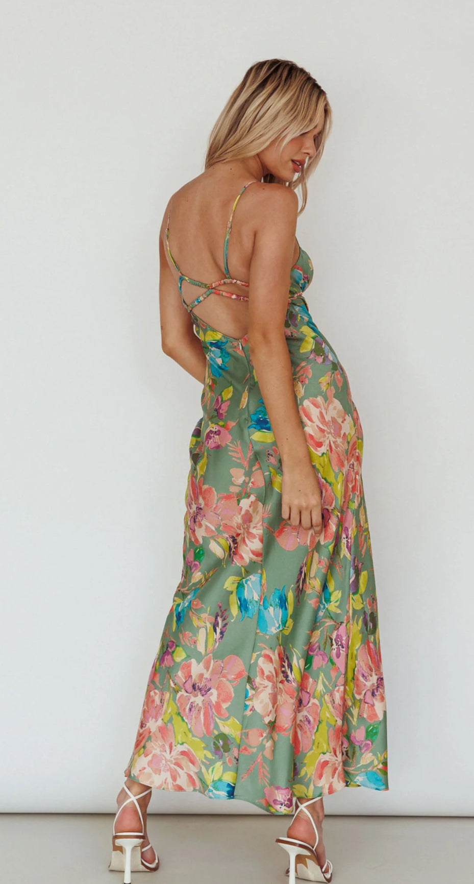 ‘Ava’ green floral dress