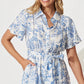 ‘Remy’ playsuit in blue tropics print