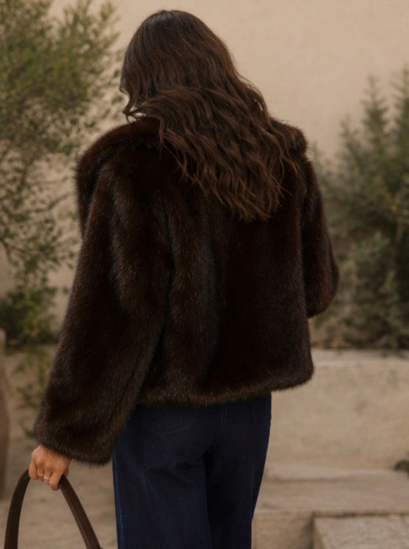 ‘Rosalie’ brown fur jacket