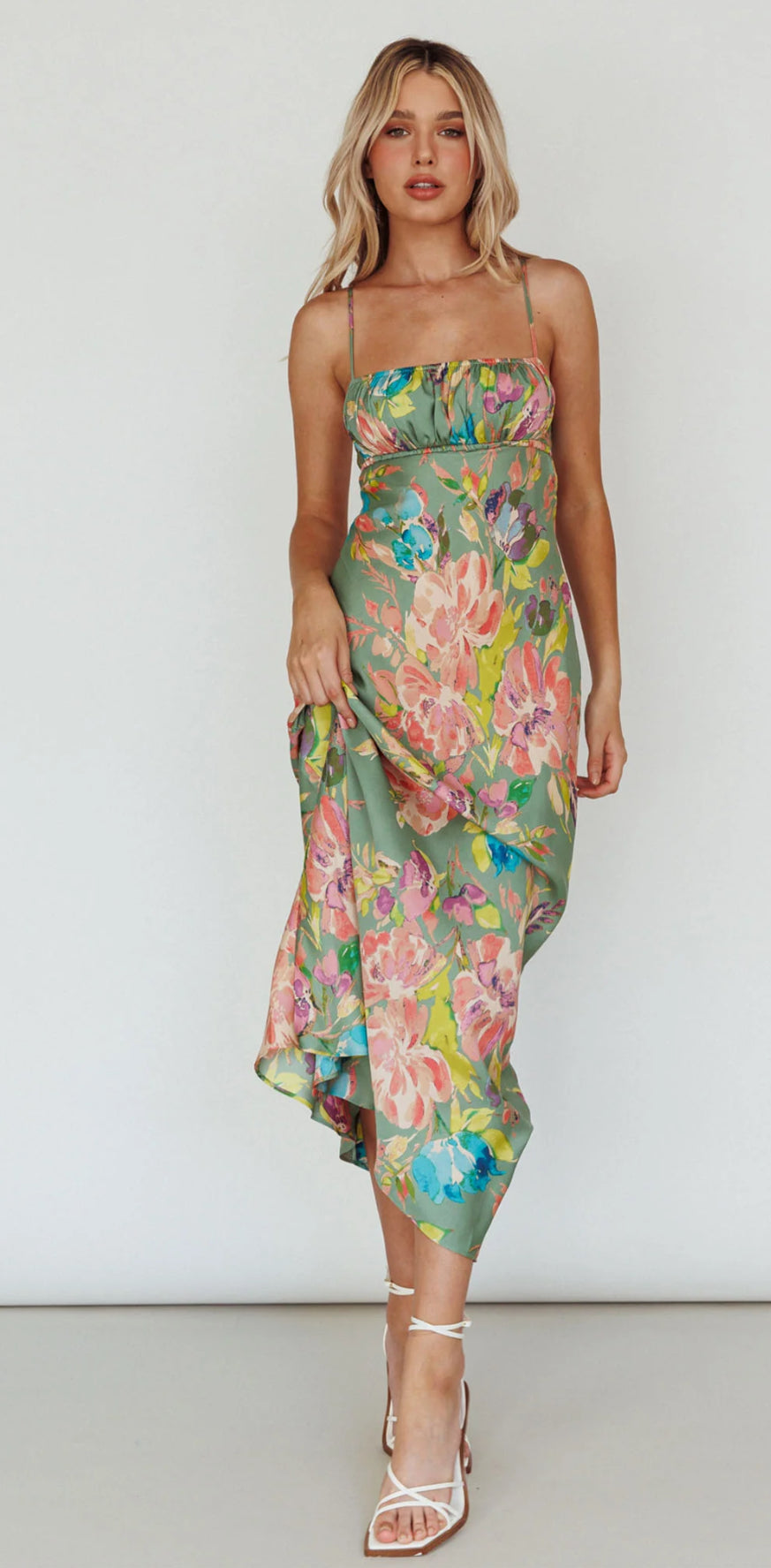 ‘Ava’ green floral dress