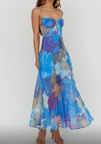 ‘Alicia’ blue multi dress