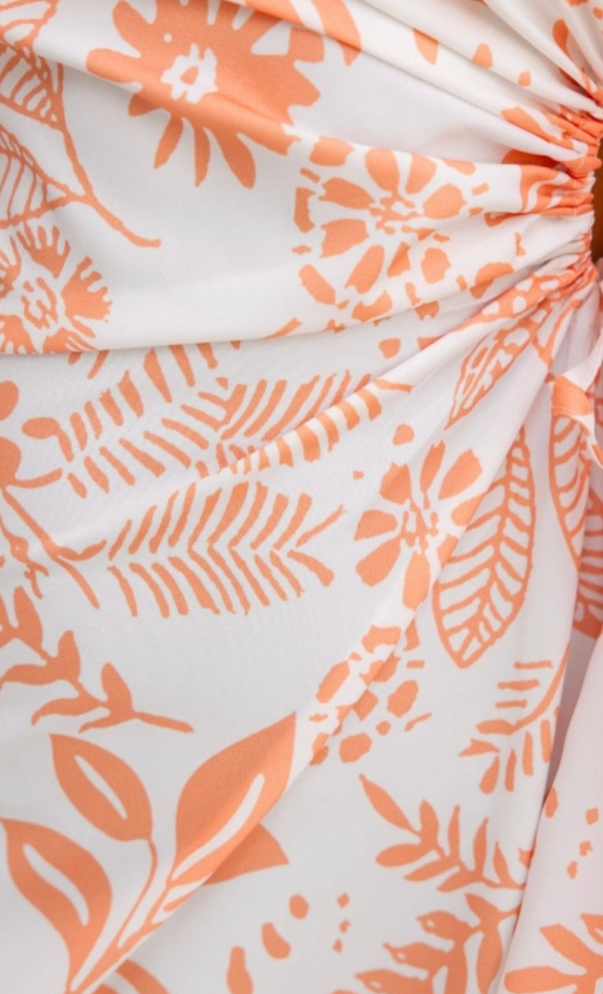 ‘CHARLOTTE’ peach printed dress